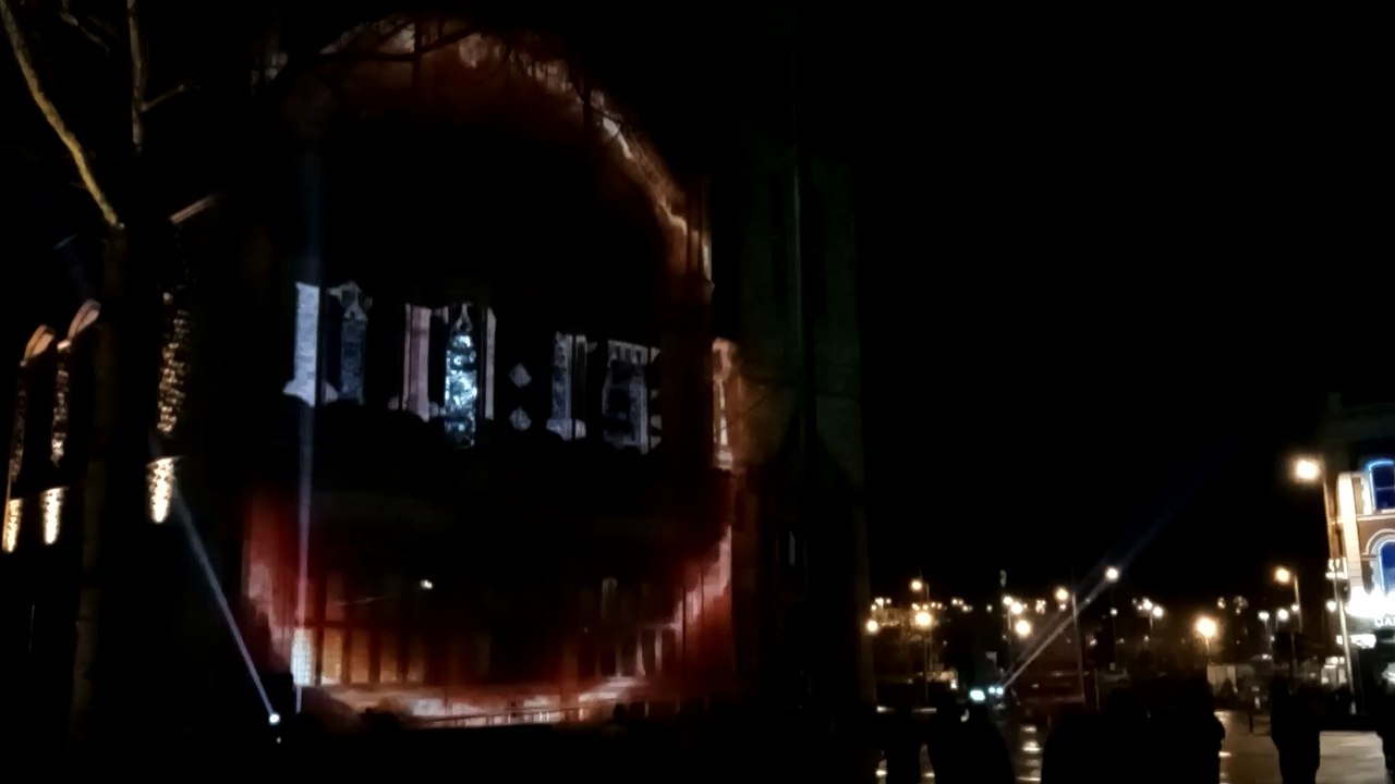 Derry's Guildhall building transformed in a homage to the city's Shirt Factory workers and Amelia Earhart at Illuminate Festival