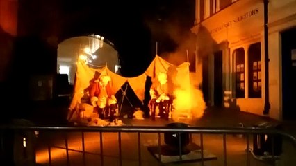 Actors at the Illuminate Festival at Castle Gate, Derry Walls, Ireland