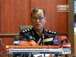 Tayar lori di jalan raya punca kemlanagan bas di Tapah