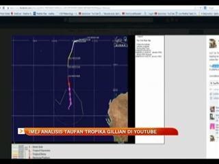Imej analisis taufan tropika Gillian di Youtube