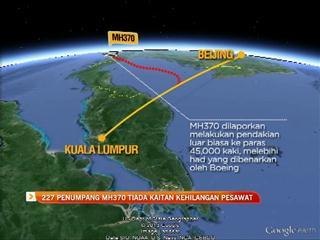 227 penumpang MH370 tiada kaitan kehilangan pesawat