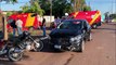 Grave acidente entre duas motos e um carro é registrado na Rua Antonina