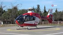 Beyin kanaması geçiren hastanın yardımına ambulans helikopter yetişti