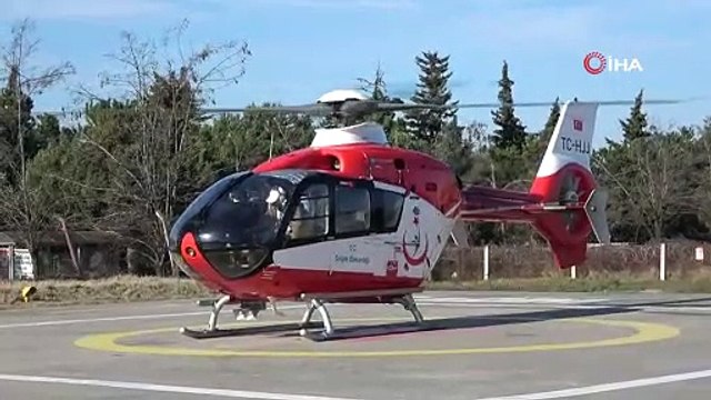 Beyin kanaması geçiren hastanın yardımına ambulans helikopter yetişti