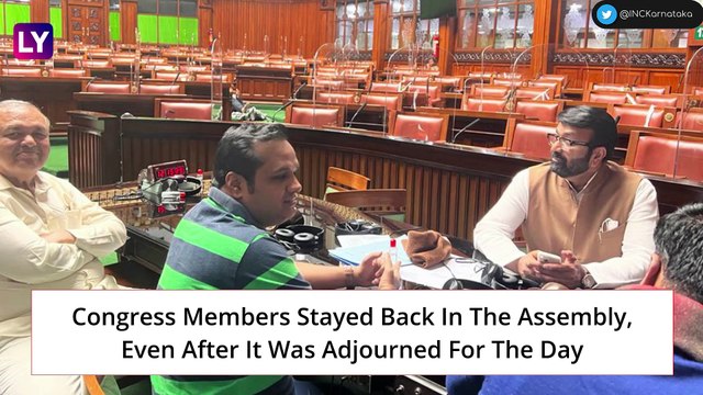 Congress MLAs Sleep Inside Karnataka Assembly In Protest Against Minister Eshwarappa's 'Saffron Flag' Comment