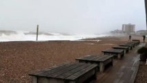 Storm Eunice: Violent wind and waves at Lancing