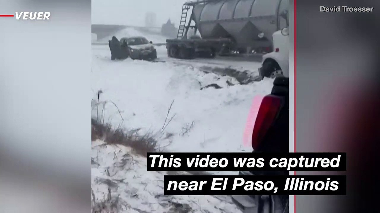Must See! Man Films 100 Car Pileup on Highway During Blizzard Condition in Illinois