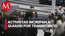 Activistas trans encaran a Quadri en San Lázaro; le exigen disculpa pública