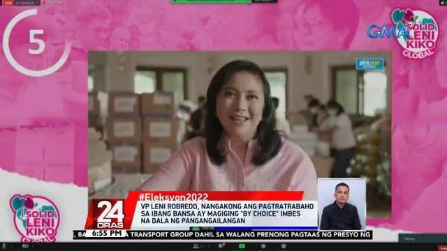 VP Leni Robredo, nangakong ang pagtratrabaho sa ibang bansa ay magiging by choice imbes na dala ng pangangailangan | 24 Oras