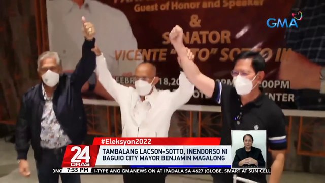 Tambalang Lacson-Sotto, inendorso ni Baguio City Mayor Benjamin Magalong | 24 Oras