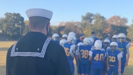 Navy Brother Surprises Sibling During Football Huddle | Happily TV