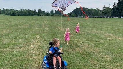 Boy With Special Needs Celebrates Getting Kite Off The Ground For First Time | Happily TV