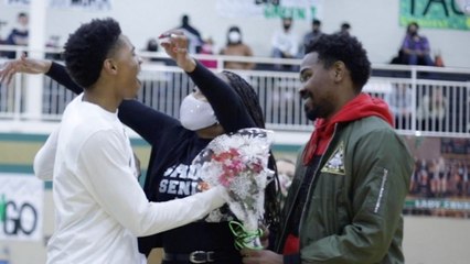 Nurse Mom Surprises Basketball Star Son On Senior Night | Happily TV