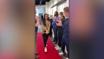 Girl Walks Red Carpet Guard Of Honor Before Revealing New Smile | Happily TV