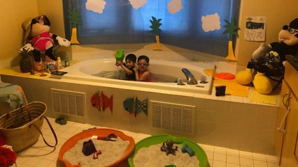 Mom Creates Day At Beach In Bathroom For Kids | Happily TV