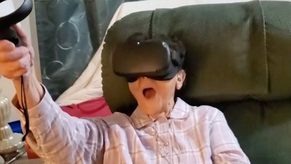 Grandma Aged 88 Reacts To Catching VR Fish On Oculus Quest | Happily TV