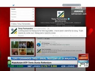 Tony Fernandes Tweet bakal 'bertempur' di Malaysia