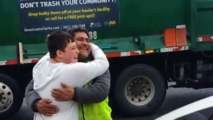 Boy With Special Needs Excited To See Favorite Garbage Man | Happily TV