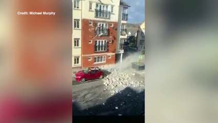 Car crushed by falling debris during Storm Eunice