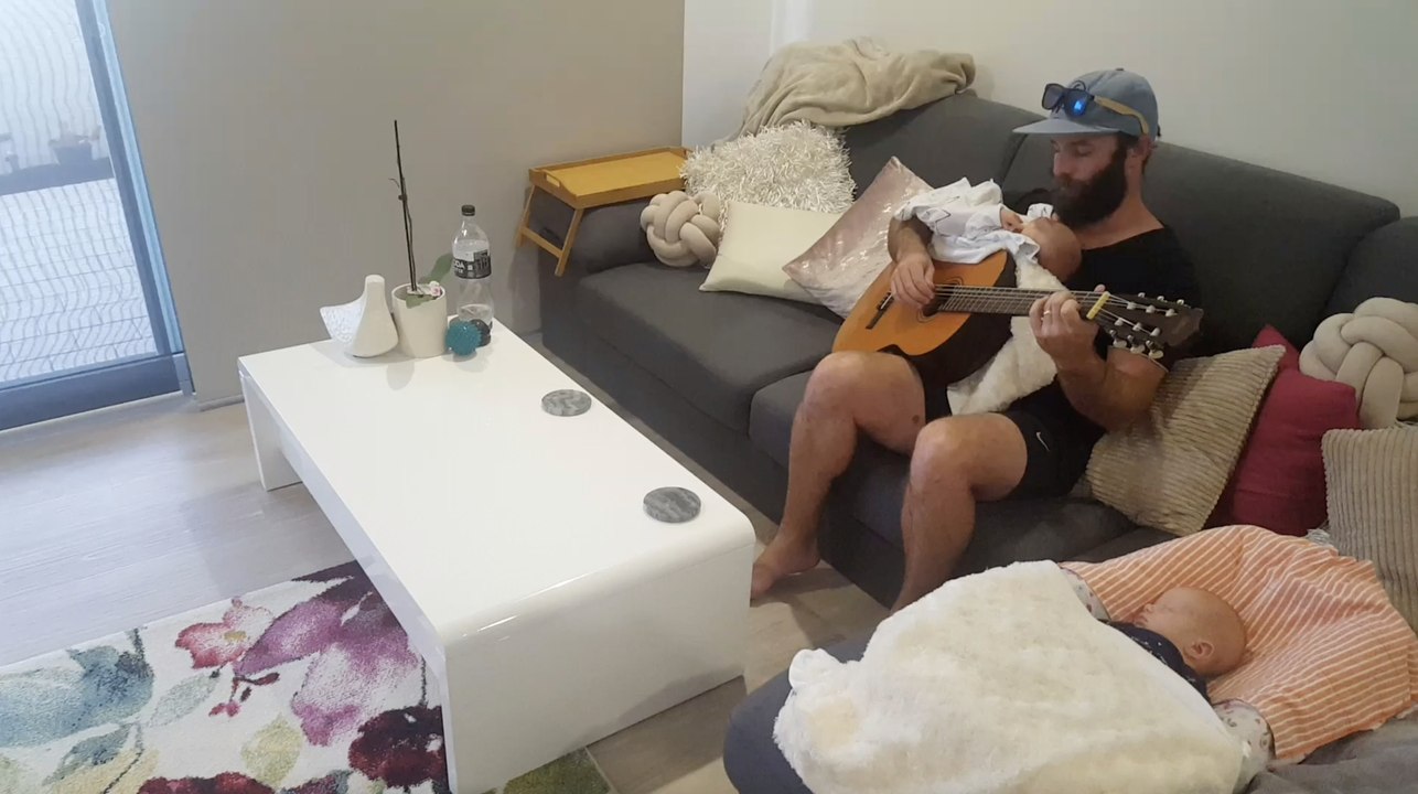 Dad Lays Twins On Guitar And Sings Them To Sleep | Happily TV