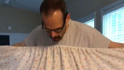 Husband Struggles For 2.5 Hours Trying To Fold Fitted Sheets | Happily TV