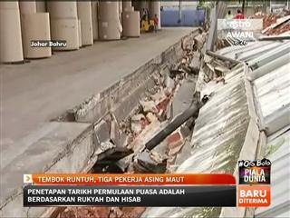 Tembok runtuh, tiga pekerja asing maut