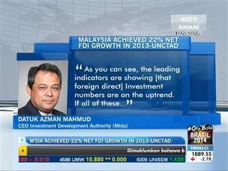 Malaysia achieved 22% net FDI growth in 2013 - UNCTAD