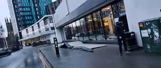 Aldi supermarket on St Mary's Gate shuts and evacuates customers after piece of roof comes loose in Storm Eunice