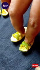Making mini foot wear  How to make mini slipper with orange peel