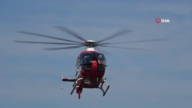 Son dakika! Beyin kanaması geçiren hastanın yardımına ambulans helikopter yetişti