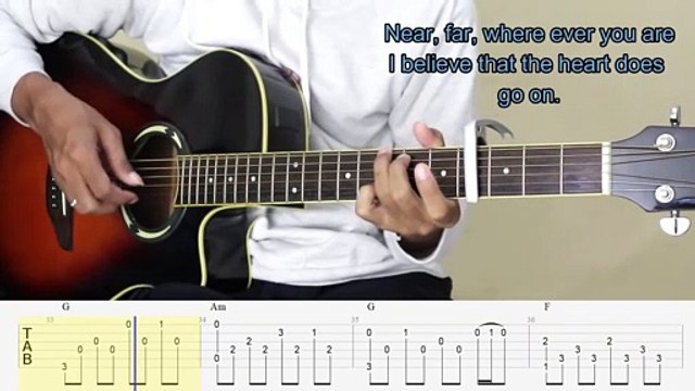 My Heart Will Go On Simple arrangement Fingerstyle Guitar Tutorial with tab chord