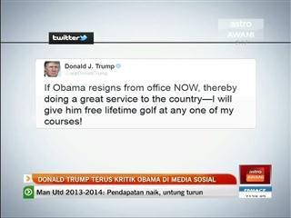 Donald Trump terus kritik Obama di media sosial