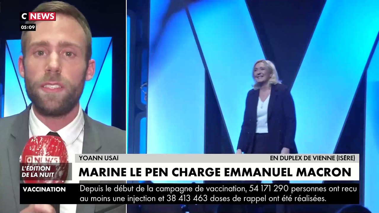 En meeting hier soir, Marine Le Pen s'en prend (sans le nommer) à Eric Zemmour : "Il fait un concours de mépris avec Emmanuel Macron et pense que le pouvoir d'achat ne touche qu'un ghetto d'ouvriers"