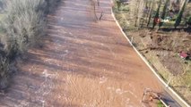 Eriyen kar suları Bartın Irmağı'nda taşkınlara neden oldu