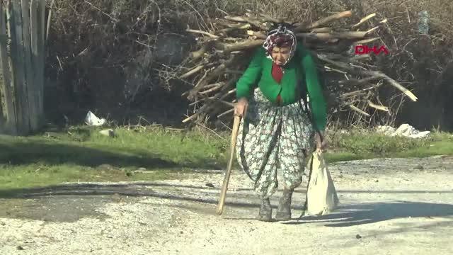 85 yaşındaki Hörü Özer, evlat ve eş acısını unutmak için odun topluyor