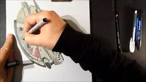 Amazing 3D drawing of the Millennium Falcon - How to Draw Millenium Falcon