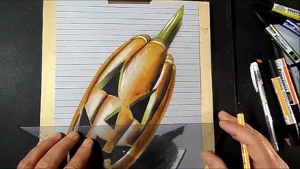 Draw 3D Pumpkinhead- Line Paper Art