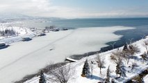 Son dakika haber... Kar yağışının ardından Beyşehir Gölü kıyıları beyaza büründü