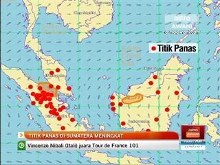 Titik panas di Sumatera meningkat