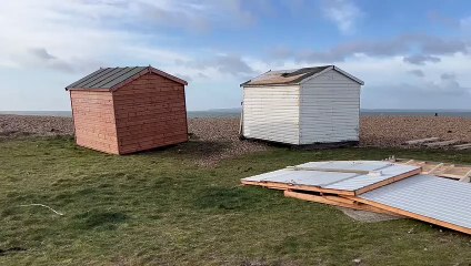 David and Jacqueline Flower's broken beach hut on Hayling Island seafront