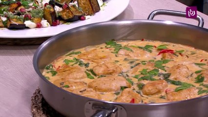 شرحات الدجاج بالكريما والسبانخ