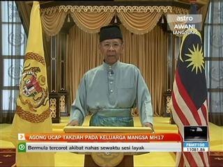 Agong ucap takziah kepada keluarga mangsa MH17