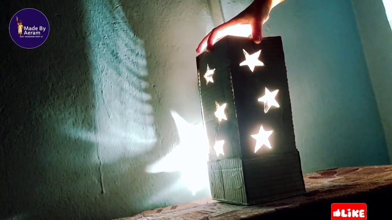 How to make a Starry cardboard lampshade  Easy making nightlamp  at home with cardboard