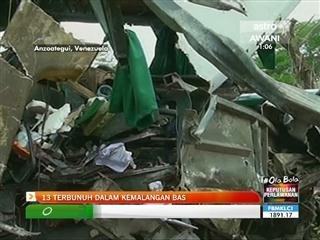 13 terbunuh dalam kemalangan bas