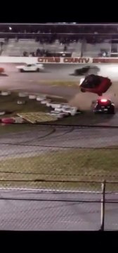 Stock Car Citrus County Speedway 2022 Hard Crash Car Flip On Pace Car