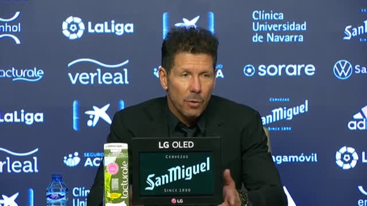 Simeone valora el triunfo en El Sadar y se muestra satisfecho tras vencer 0-3 al Osasuna