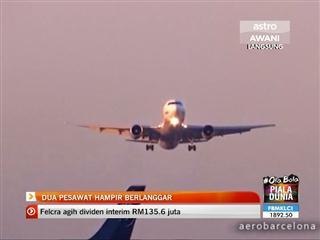 2 pesawat hampir berlanggar