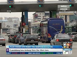 PLUS tawar 10% rebat tol sempena Aidilfitri