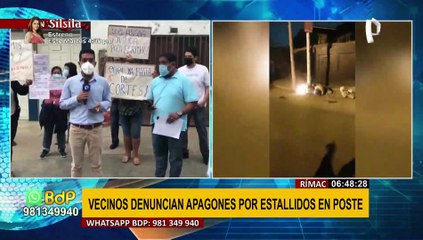 Rímac: Vecinos viven sin electricidad por estallido de postes
