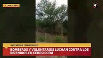 Bomberos y voluntarios luchan contra los incendios en Cerro Corá